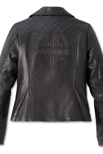 Women's Classic Biker Debossed Leather Jacket