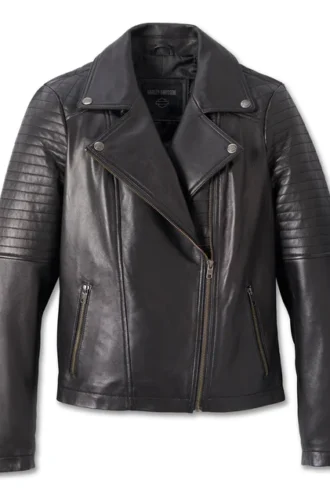 Women's Classic Biker Debossed Leather Jacket