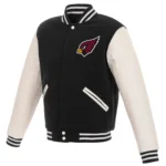 Arizona Cardinals Reversible Fleece Jacket with Faux Leather Sleeves - Black/White