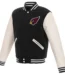 Arizona Cardinals Reversible Fleece Jacket with Faux Leather Sleeves - Black/White