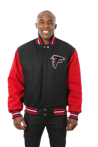 Atlanta Falcons JH Design Wool Handmade Full-Snap Jacket - Black/Red