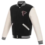 Atlanta Falcons Reversible Fleece Jacket with Faux Leather Sleeves - Black/White