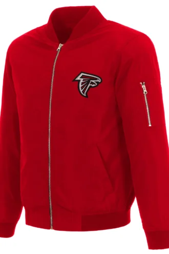 Atlanta Falcons Lightweight Nylon Bomber Jacket – Red