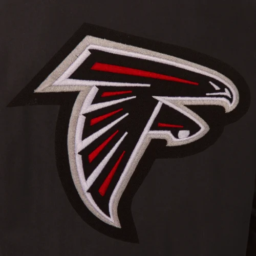 Atlanta Falcons Wool & Leather Reversible Jacket w/ Embroidered Logos - Black