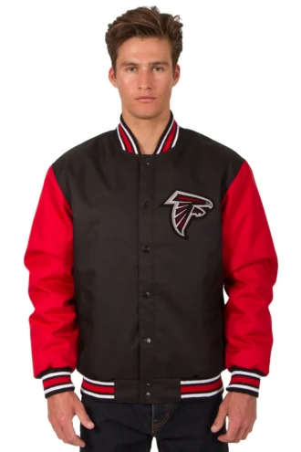 Atlanta Falcons Poly Twill Varsity Jacket - Black/Red