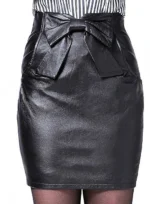 BOW FRONT LEATHER SKIRT