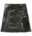 BUTTON PLEAT LEATHER SKIRT 