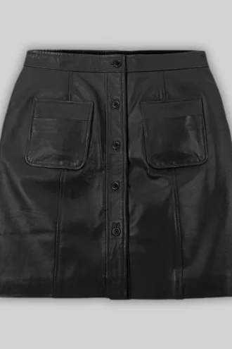 BUTTON-UP LEATHER SKIRT