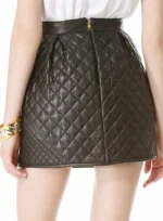ECRU QUILTED LEATHER SKIRT