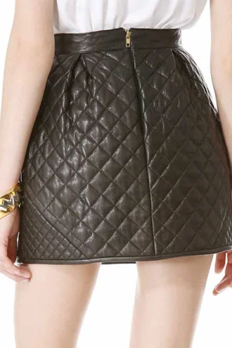 ECRU QUILTED LEATHER SKIRT