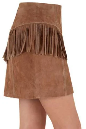 FRINGE LEATHER SKIRT