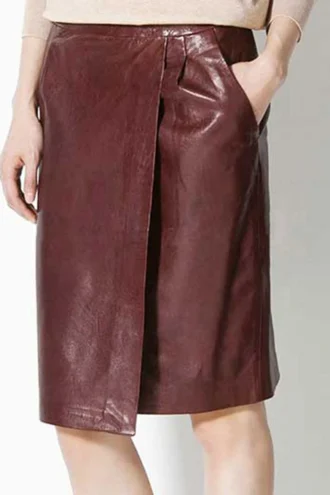 FRONT PANELLED LEATHER SKIRT