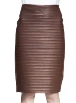 FRONT RIBBED LEATHER SKIRT