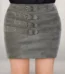 GRAY SUEDE BOSSY BUCKLE LEATHER SKIRT 