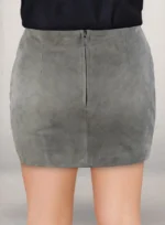 GRAY SUEDE BOSSY BUCKLE LEATHER SKIRT 