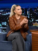 MILLIE BOBBY BROWN LEATHER JACKET
