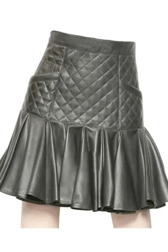 ROCK N ROLL FLARE LEATHER SKIRT