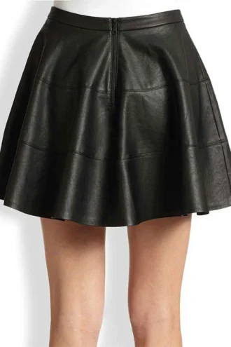 SCULPTED FLARE LEATHER SKIRT