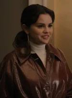 SELENA GOMEZ ONLY MURDERS IN THE BUILDING LEATHER LONG COAT