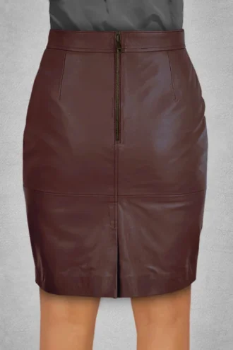 SOFT MAROON WAX MEGHAN MARKLE LEATHER SKIRT