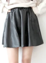 SWING FLARE LEATHER SKIRT