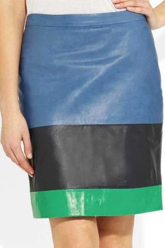 TRI COLOR LEATHER SKIRT