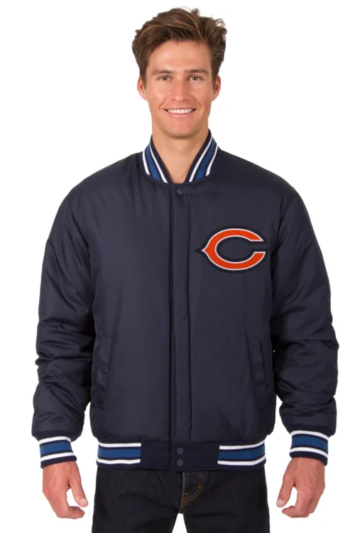 Chicago Bears Reversible Wool Jacket - Navy
