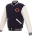 Chicago Bears Reversible Fleece Jacket with Faux Leather Sleeves - Navy/White