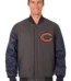 Chicago Bears Wool & Leather Reversible Jacket w/ Embroidered Logos - Charcoal/Navy