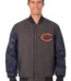 Chicago Bears Wool & Leather Reversible Jacket w/ Embroidered Logos - Navy