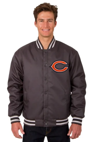 Chicago Bears Poly Twill Varsity Jacket - Black