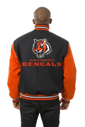 Cincinnati Bengals Wool Handmade Full-Snap Jacket - Black/Orange