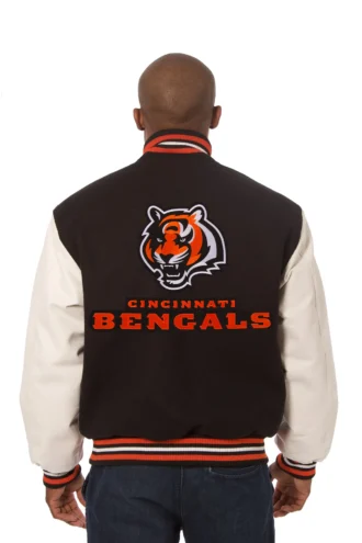 Cincinnati Bengals Two-Tone Wool and Leather Jacket - Black/White