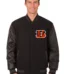 Cincinnati Bengals Wool & Leather Reversible Jacket w/ Embroidered Logos - Black