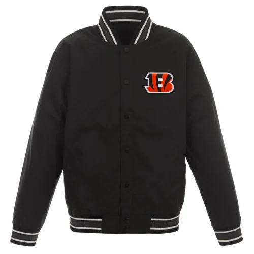 Cincinnati Bengals Poly Twill Varsity Jacket - Black