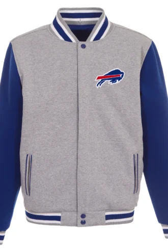 Buffalo Bills Two-Tone Reversible Fleece Jacket - Gray/Royal