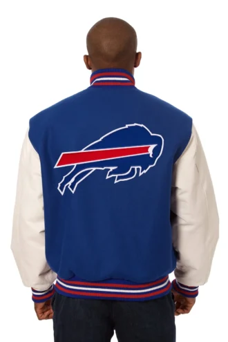 Buffalo Bills Two-Tone Wool and Leather Jacket - Royal/White
