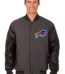 Buffalo Bills Wool & Leather Reversible Jacket w/ Embroidered Logos - Charcoal/Black