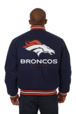 Denver Broncos Wool Handmade Full-Snap Jacket - Navy