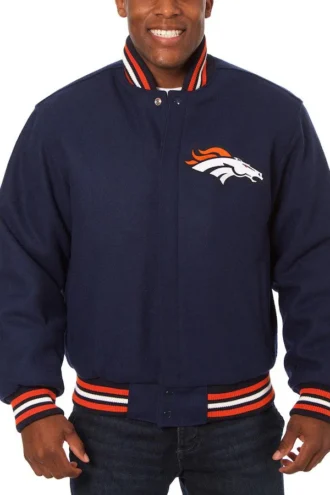 Denver Broncos  Embroidered Wool Jacket - Navy