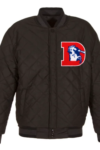 Denver Broncos Wool & Leather Throwback Reversible Jacket - Charcoal