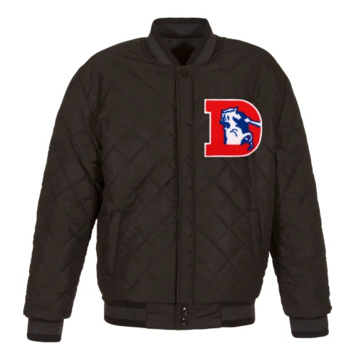 Denver Broncos Wool & Leather Throwback Reversible Jacket - Charcoal