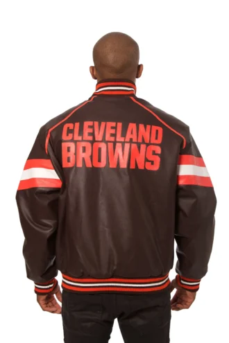 Cleveland Browns All Leather Jacket - Brown/Orange