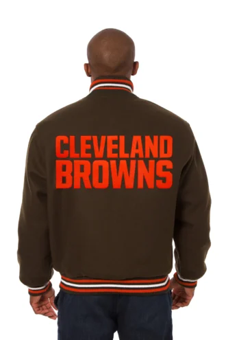 Cleveland Browns Wool Handmade Full-Snap Jacket - Brown