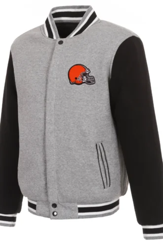 Cleveland Browns Two-Tone Reversible Fleece Jacket - Gray/Black