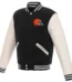Cleveland Browns Reversible Fleece Jacket with Faux Leather Sleeves - Black/White