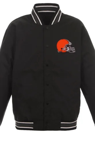 Cleveland Browns Poly Twill Varsity Jacket - Black