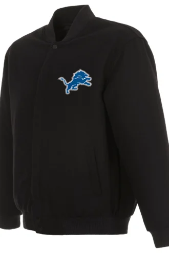 Detroit Lions Reversible Wool Jacket - Black