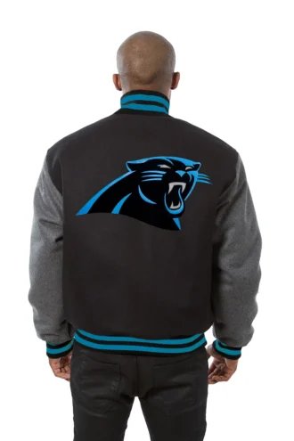 Carolina Panthers Wool Handmade Full-Snap Jacket - Black/Grey