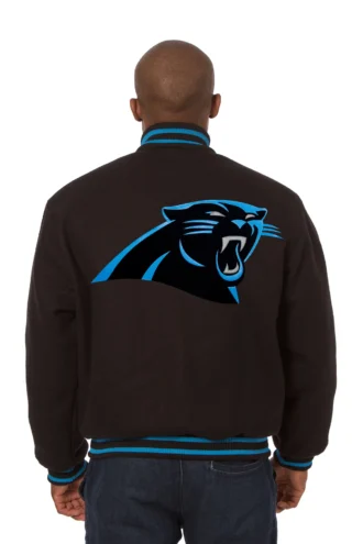 Carolina Panthers Wool Handmade Full-Snap Jacket - Black